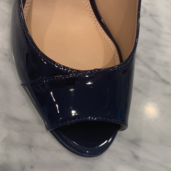 Kelly & Katie navy Patton leather heel open toe NWOT - Picture 6 of 8